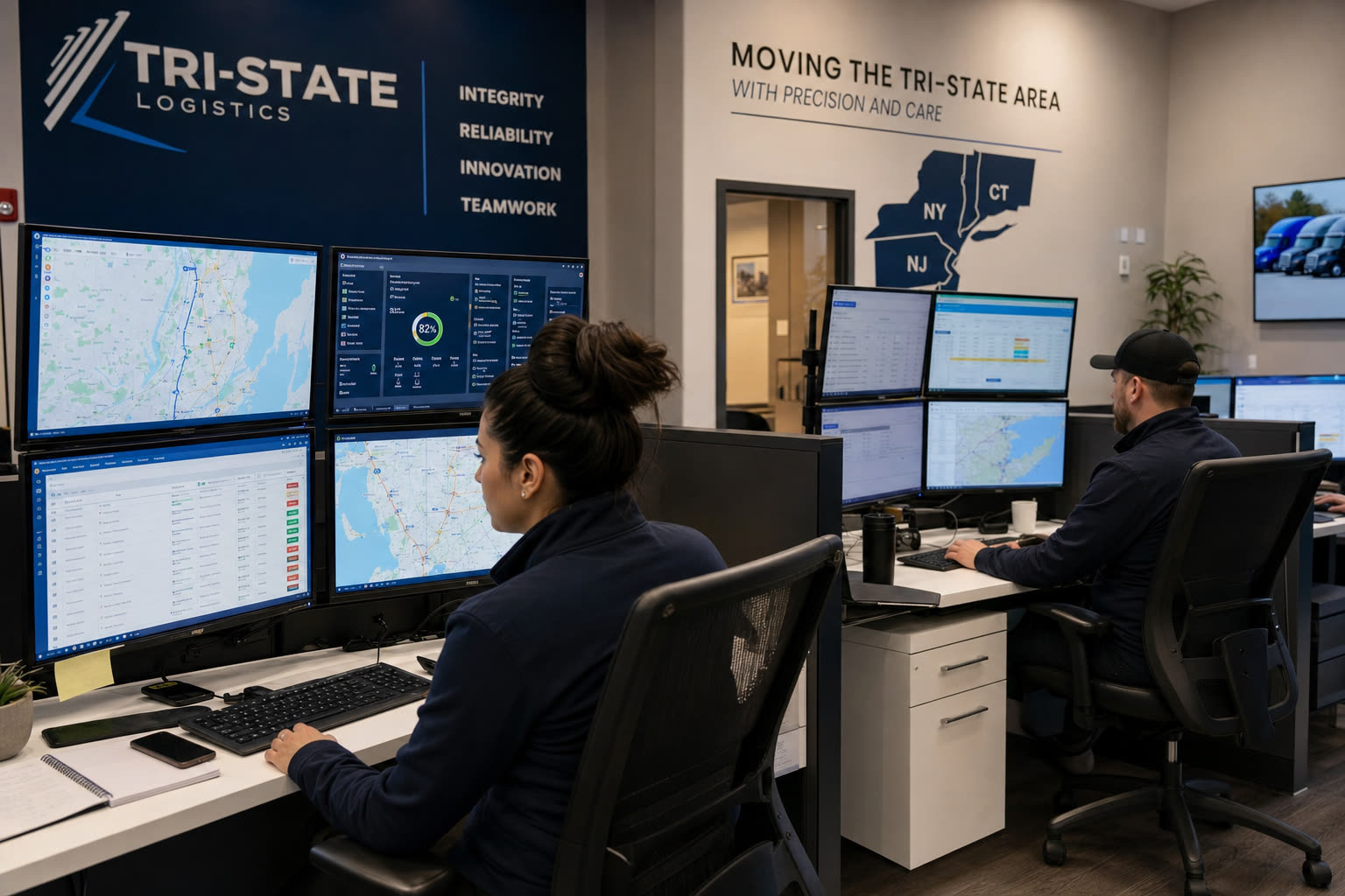 OnTime Trucking dispatch floor in Farmingdale, NY